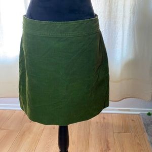 J. Crew Army Green Corduroy Skirt